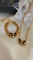 Conjunto colar e pulseira borboleta