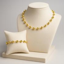 Conjunto Colar e Pulseira com Brincos Glamur Bolas Jma Bijoux Conjunto Colar e Pulseira com Brincos Glamur Bolas Jma Bijoux