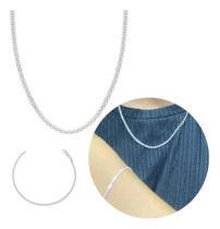 Conjunto Colar e Pulseira de Elo Bismark em Prata 925! Elegância Intemporal! Rf1086 Conjunto Colar e Pulseira de Elo Bismark em Prata 925! Elegância Intemporal! Rf1086