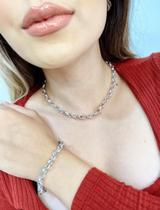 Conjunto Colar e Pulseira elo português banhado a Ouro Prata Ródio Conjunto Colar e Pulseira elo português banhado a Ouro Prata Ródio