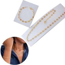 Conjunto Colar e Pulseira Feminina Lacre Festa Madrinha Luxo