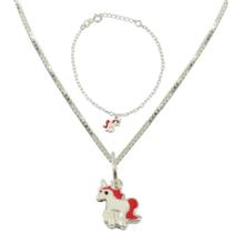 Conjunto Colar E Pulseira Infantil Prata Lei 925 Unicornio Conjunto Colar E Pulseira Infantil Prata Lei 925 Unicornio