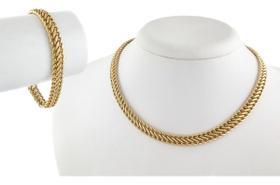 Conjunto Colar E Pulseira Lacraia 45 Cm 8.5 Ouro 18k 750