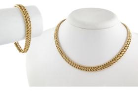 Conjunto Colar E Pulseira Lacraia 50 Cm 8.5 Ouro 18k 750
