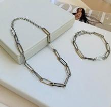 Conjunto Colar e Pulseira semi joia verniz italiano prata Conjunto Colar e Pulseira semi joia verniz italiano prata