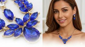 Conjunto Colar Feminino e Brincos Femininos Luxo Cristais Azul - Acessórios Femininos Ideais para Casamento, Noiva e Fe Conjunto Colar Feminino e Brincos Femininos Luxo Cristais Azul - Acessórios Femininos Ideais para Casamento, Noiva e Fe