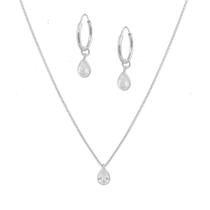 Conjunto Colar Feminino Joia Gota Brilhante Prata 925 Presente Conjunto Colar Feminino Joia Gota Brilhante Prata 925 Presente