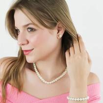 Conjunto Colar Gargantilha Brincos Pulseira Pérola Conjunto Colar Gargantilha Brincos Pulseira Pérola