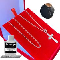 Conjunto Colar Masculino Cruxifixo 2mm + Pulseira Italiana Conjunto Colar Masculino Cruxifixo 2mm + Pulseira Italiana