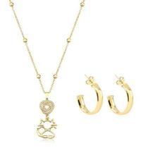 Conjunto Colar Pet + Brinco de Argola Lisa Conjunto Colar Pet + Brinco de Argola Lisa
