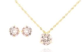 Conjunto Colar Pingente 8mm Brinco Ponto De Luz Ouro 18k Conjunto Colar Pingente 8mm Brinco Ponto De Luz Ouro 18k