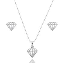 Conjunto Colar Pingente Par Brinco Feminino Prata Legitima Conjunto Colar Pingente Par Brinco Feminino Prata Legitima