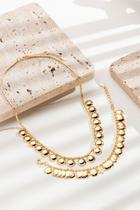 Conjunto Colar + Pulseira detalhado em franjinha de bolinhas ouro 18k