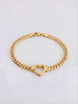 Conjunto Colar Pulseira Feminino Coração Vazado Aço Inox Dourado Hipoalergênico Conjunto Colar Pulseira Feminino Coração Vazado Aço Inox Dourado Hipoalergênico