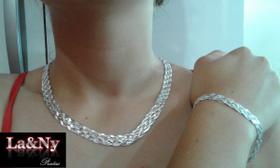 Conjunto Colar Pulseira Trasanda Prata 925 6 Fios Conjunto Colar Pulseira Trasanda Prata 925 6 Fios