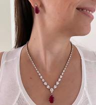 Conjunto Colar Riviera e Brincos Gota Rubi