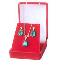 Conjunto Colar Veneziana Com Pingente Gota De Zircônia Prata 925 E Brinco