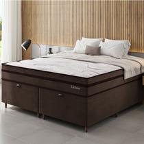 Conjunto Colchão Ortopédico Queen e Base Box Bau 73x158x198cm Libia Yescasa