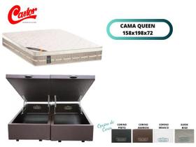 Conjunto Colchão Queen Castor Premium Tecnopedic + Cama Box Baú Blindada Jadmax 158x198x72 - Molas Firme - Linha Alta