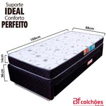 Conjunto Colchão Solteiro D33 + Cama Box Colchão Bicama BF Colchões 88x188x48cm