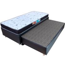 Conjunto Colchão Solteiro Espuma D33 + Cama Box Auxiliar de Mola Bonnel BF Colchões 88x188x51cm