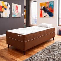 Conjunto Colchão Solteiro Vallery Pkt 10 Eps com Box Spring Luxo Marrom/Branco Conjunto Colchão Solteiro Vallery Pkt 10 Eps com Box Spring Luxo Marrom/Branco