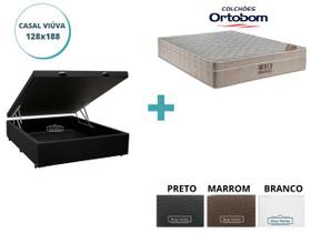 Conjunto Colchão Viúva Ortobom Aitech de Molas Ensacadas + Cama Box Baú Jadmax 128x188x72