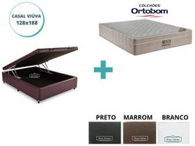 Conjunto Colchão Viúva Ortobom Aitech de Molas Ensacadas + Cama Box Baú Jadmax 128x188x72