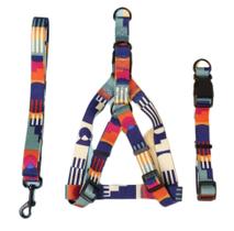 Conjunto Coleira + Coleira Peitoral + Guia Para Cães Azul Conjunto Coleira + Coleira Peitoral + Guia Para Cães Azul