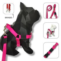 Conjunto coleira, peitoral guia e cinto para cachorro - Modelo Pink