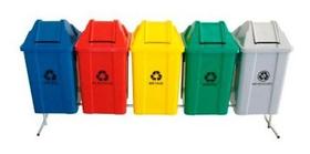 Conjunto Coleta Seletiva 05 Cestos Quadrado 100 Litros - Jsn
