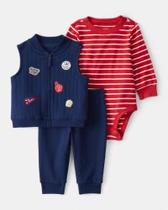 Conjunto Colete 3 Peças Carter's - Marinho e Listras - Menino - Roupas de Bebê