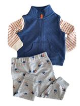 Conjunto Colete azul bebê menino 3 peças Carters (trio)