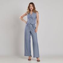 Conjunto Colete e Calca Alfaiataria Mescla Azul Missjoy 8430-29