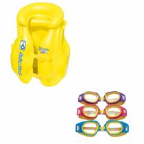 Conjunto Colete Inflável Premium e Óculos Natação Sport