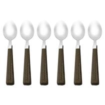 Conjunto Colher Com Cabo De Rattan 6 Peças Inox Luxuoso Conjunto Colher Com Cabo De Rattan 6 Peças Inox Luxuoso