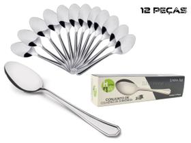 Conjunto Colher de Sobremesa em Aço Inox (12 Peças)