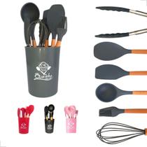 Conjunto Colher Silicone Utensílios De Cozinha 7 Peças Escorredor De Talher