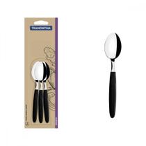 Conjunto Colheres Chá Ipanema Inox Cabos Poliprop. Preto 3Pç