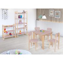 Conjunto Colorê Estante 75cm + Estante 150cm + Mesa Infantil com 4 Cadeiras - Rose