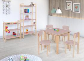 Conjunto Colorê Para Quarto Infantil Estante 75cm + Estante 150cm + Mesa Infantil com 4 Cadeiras Conjunto Colorê Para Quarto Infantil Estante 75cm + Estante 150cm + Mesa Infantil com 4 Cadeiras