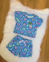Conjunto colors azul blusa e shorts