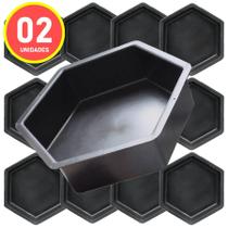Conjunto com 02 Formas Plástica Lisa H8cm para fabricação de Bloquetes Hexagonais Sextavados 25x25x08cm