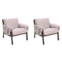 Conjunto com 02 Poltronas Soft Marrom Aço Corten/Bege Conjunto com 02 Poltronas Soft Marrom Aço Corten/Bege