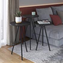 Conjunto com 03 Mesas Laterais 35cm Pés Palito Complementos Artesano Conjunto com 03 Mesas Laterais 35cm Pés Palito Complementos Artesano