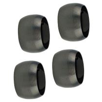 Conjunto com 04 Anéis para Guardanapo em Aço Inox Circle 4,5cm Preto - LYOR