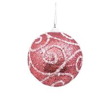Conjunto com 04 Bolas Glitter Rosê Arabescos 8cm HT9205 - Linha Christmas Premium - Master Decor