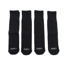 Conjunto com 04 pares de meias esportiva, cano medio, preta, tam: 39-43 - basic+ Conjunto com 04 pares de meias esportiva, cano medio, preta, tam: 39-43 - basic+
