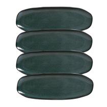 Conjunto com 04 Travessas Oval Rasa Grande 36x13 cm Orgânico Oceano Porto Brasil