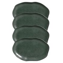Conjunto com 04 Travessas Oval Rasa Média 30x20 cm Orgânico Greenery Porto Brasil